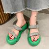 Comercio Exterior Transfronterizo Lote Mixto Zapatos de Mujer Verano Goma Suela Blanda Plataforma Suela Gruesa Pedrería Moda Sandalias de Viaje al Trabajo Mayoreo