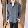 Abstinência Estilo Gelo Seda INS Temperamento Retro Drapeado Não Passar Branco Preto Camisa Masculina e Feminina Manga Comprida Duffy Bonito Versão Coreana Solta