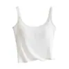 Camisola de Algodón Acanalado de Comercio Exterior con Copas en el Pecho, Capa Base Integrada, Adecuada para Usar como Prenda Exterior, Sujetador Deportivo para Yoga, Corte Ajustado con Copas Fijas