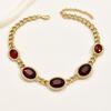 Collar exagerado con personalidad europea y americana, temperamento femenino, cadena de clavícula de rubí de vidrio, forma geométrica, nicho, collar versátil