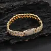 Pulsera de hip hop de circonita de doble fila de 10 mm transfronteriza europea y americana, marca de moda, personalidad, cadena cubana de burbujas, accesorios de pulsera para hombre
