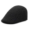 Gorra de Primavera y Otoño para Hombre y Mujer Boina de Lana Cálida a Rayas Simple Gorra Hacia Adelante Coreana Casual Gorra para Mediana Edad y Ancianos