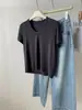 Camiseta de algodón suave y elástica, versátil, de doble costura, cuello ovalado, manga corta, para mujer, amigable con la piel, hombro normal, top estilo coreano primavera-verano