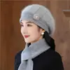 Sombrero de madre para mujeres de mediana edad y ancianas, gorro de lana tejido cálido con felpa, sombrero de invierno para proteger del frío a señoras mayores