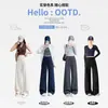 Calça Azul Marinho de Seda de Gelo Wide-Leg para Mulheres, Estilo Fino de Verão 2026 Nova Cintura Alta Slim Reta Casual com Caimento Calça Yoga