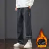 Calça de veludo cotelê flanelado masculina temporada outono inverno estilo jovem retrô americano preguiçoso solta reta casual longa