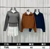 Tejido de Punto Gris de Alta Gama con Solapa de Letra para Mujer 2025 Nuevo Top de Manga Larga Adelgazante Simple Versátil