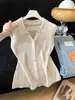 Cardigan de Punto Simple sin Mangas de Cuello Polo de Botones Sencillos Estilo Old Money Francés para Mujer, Top Delgado de Verano 2026 Tendencia