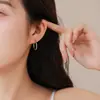 Pendientes de aro lisos de plata de ley 925 con baño de oro blanco de 18 quilates, joyería de lujo ligero de alta gama para mujer, pendientes de aro simples