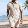 Conjunto de Camisa Polo de Seda Helada de Secado Rápido para Hombre y Shorts