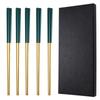 Palillos de acero inoxidable 304, cuadrados, huecos y antideslizantes, 5 pares, caja de regalo, para el hogar, hotel, comedor, sencillos, ligeros y de lujo.