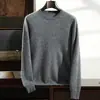 Nuevo suéter de cachemira liso para hombre de otoño e invierno, cuello redondo, corte holgado, casual, engrosado, suéter de punto cálido