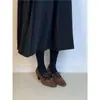 Tacones Altos Vintage Cuadrados Mate para Mujer 2026 Nuevo Estilo Boca Baja Estilo Francés Lazos Cruzados Tacón Grueso Zapatos de Salón