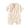 Mameluco Romper de Algodón Puro Clase A para Bebés Niños y Niñas de 0 a 9 Meses, Estilo Delgado de Manga Corta para Primavera y Verano