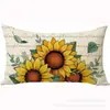 Transfronterizo Nuevo Primavera y Verano Girasol Coche Helado Flor Lino Estampado Cojín de Cintura Dormitorio Coche Decorativo Sofá
