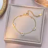 Collar Transfronterizo de Lujo Ligero Chanel Flor Perla Acero de Titanio Moda para Niña Todo Fósforo Traje Hecho a Mano con Perlas