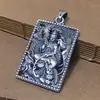 Colgante de Mano Guanyin de Plata de Ley 999 Ciudad de Personas Inclinadas Collar para Hombres y Mujeres Tarjeta Colgante Retro de Plata Maciza para Pareja