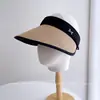Borde de contraste metal arco moda hueco sombrero de copa mujeres verano versátil protección solar sombrero de sombra plegable sombrero de sol