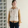 Colete de tricô redondo com flores tridimensionais estilo francês doce para mulheres, peça externa para outono e inverno, top colete de tricô para o dia a dia inspirado em Chanel