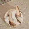 Zapatos de Boda Champagne Francés Zapatos de Novia Vestido de Novia Principal Xiuhe Doble Uso Boca Baja Tacón de Aguja Tacones Altos para Mujer