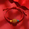 Pulsera Anti-Sobresalto Hueso de Durazno para Bebés Niños Festival del Bote del Dragón Cuerda de Cinco Colores Año de Nacimiento Hueso de Durazno Nogal Azul Cuerda de Mano Tejida a Mano