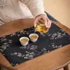 Esterilla de Té Estilo Chino con un Diseño de Lujo Ligero con Rosa y Begonia de Brocado Chino, Bandera de Té, Posavasos, Esterilla Aislante de Calor, Esterilla para Ceremonia de Té, Mantel para Mesa de Té
