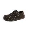 Sapatos Birkenstock Veludo Retrô Mais Vendidos para Mulheres 2026 Inverno Novos Mocassins Casuais de Fundo Plano Bico Redondo Sapatos de Algodão