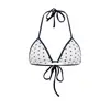 Bikini de Playa Estilo Vacaciones Chica Caliente Dulce-Cool Europeo y Americano Unbdns con Tirantes Halter de Color Contrastante y Sujetador Sexy de Lunares para Mujer