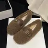Zapatos tipo gorro Chanel de moda, zapatos tipo mocasín peludos para mujer, zapatos de algodón súper suaves, felpa corta, a la moda, nueva colección 2026 para mujeres embarazadas