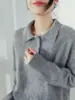 Suéter de Lã Genuína Zhengqi Special Apparel/Novo para Outono e Inverno, Gola POLO Solta Aconchegante com Forro de Lã para Mulheres, Manga Longa