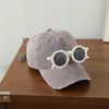 Gorra infantil de algodón lavado estilo vintage, estilo primavera y otoño, gorra de béisbol con gafas desmontables personalizadas, gorra hip-hop de baile callejero