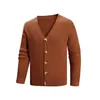 Ropa de punto nueva para hombre transfronteriza, informal de negocios ligera, cárdigan de punto con botones, cuello en V, punto engrosado, tops para hombre