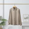 Nueva Camisa de Seda de Otoño para Mujer, Top Cuadrado Satinado para el Trabajo, Ropa de Abrigo de Manga Larga, Blusa Fina de Seda, Color Sólido