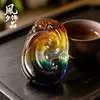 Collar con Colgante de Hoja de Cristal de Colores con Colgante de Buda Guan Gong, Cadena Versátil para Suéter con Piedras de Colores Pixiu
