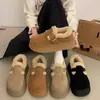 Sapatos Femininos de Pelúcia com Solado Grosso Botas de Neve Femininas Novo Estilo 2026 Inverno Espessado Slip-on Quente Sapatos Birkenstock Sapatos de Algodão Femininos