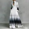 Coleção Outono 202: Nova Moda Feminina Europeia e Americana, Vestido Longo de Alta Qualidade, Vestido Estampado Casual de Caimento Solto Estilo Francês