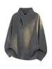 Sudadera Henley a rayas grises para hombre, colección de otoño, peso pesado, con un toque de estilo Chanel, polo, camiseta, capa interior estilo americano, capa base
