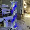 Luz Rotativa LED para Salão de Cabeleireiro Barbeiro Caixa Rotativa Quadrada de Vidro Temperado para Parede ou Chão