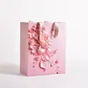 Bolsa de papel simples estilo coreano, bolsa de presente de papel kraft branco estilo ins, bolsa tote com texto de presente criativo impresso