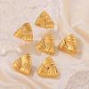 Pendientes triangulares trenzados a rayas estilo europeo y americano, chapados en acero de titanio y oro auténtico de 18 quilates, elegantes pendientes de diseño retro.