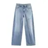 Comércio Exterior Transfronteiriço Roupas Femininas Outono 2026 Estilo Europeu e Americano Jeans Casuais Soltos com Rasgos Decorativos na Cintura Média para Mulheres F612067