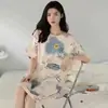 Pijama de Nuevo Estilo para Verano, Bata de Noche de Manga Corta para Mujer, Vestido Dulce de Dibujos Animados, Ropa de Casa para Exteriores