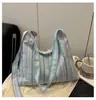 Bolso Cruzado de Hombro de Lona Casual Estilo Coreano con Bloques de Color y Rayas Nuevo 2025 para Mujer Estudiante Universitaria