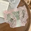 Bragas Francesas Sexy de Encaje, Estilo Pura Pasión, Bragas de Malla y Satín, Bragas Transparentes Transpirables de Algodón Puro para Mujer