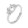 Anillo de plata de ley maciza S925 con gema de huevo de paloma de 5x7 mm, configuración DIY, estilo moderno de celebridad de internet, exquisito anillo de doble mariposa con diamantes