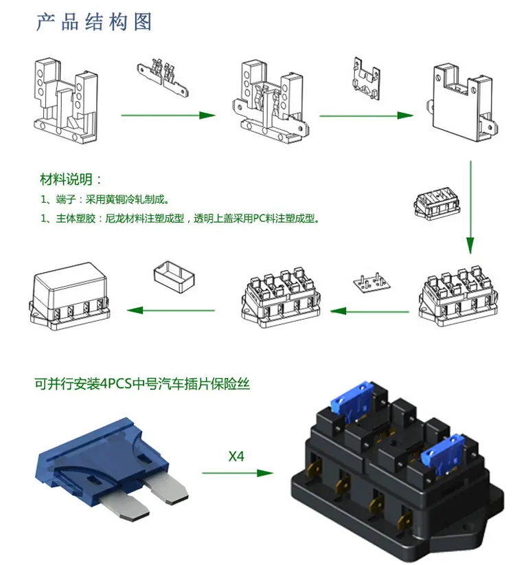 云恬电子-BH-4681012P汽车多路保险丝盒