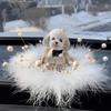 Adornos para el Interior del Coche, Adornos para Coche con Cabeza Oscilante, Perro Teddy de Pedrería, Gato de la Suerte para Coche, Conductora Independiente Transfronterizo