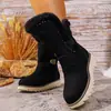 Botas de nieve transfronterizas para mujer de talla grande con suela gruesa, nuevo estilo europeo y americano de invierno 2026, forradas de felpa, engrosadas, cálidas, de media pantorrilla, de algodón, talla 43