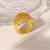 Anillo de dedo con incrustaciones de diamantes de imitación, de gran venta transfronteriza, chapado en acero de titanio y oro de 18 quilates, con forma de burbuja, con diamantes redondos y cara ancha, joyería personalizada popular para mujer