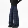 Calças casuais masculinas estilo preguiçoso primavera outono toque americano high street calças compridas xadrez cl relaxado plus size caimento marca tendência ean retrô